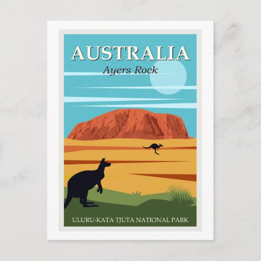  Ayers Rock Australia Kangaroos Travel Briefkaart (Voorkant)