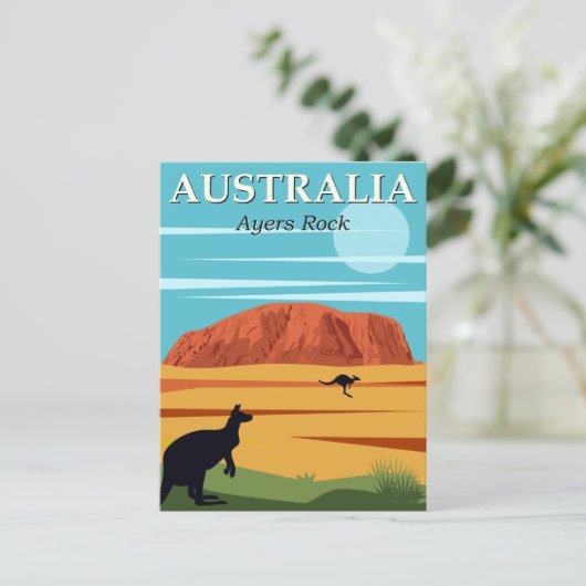  Ayers Rock Australia Kangaroos Travel Briefkaart (Staand voorkant)