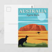  Ayers Rock Australia Kangaroos Travel Briefkaart (Voorkant / Achterkant)