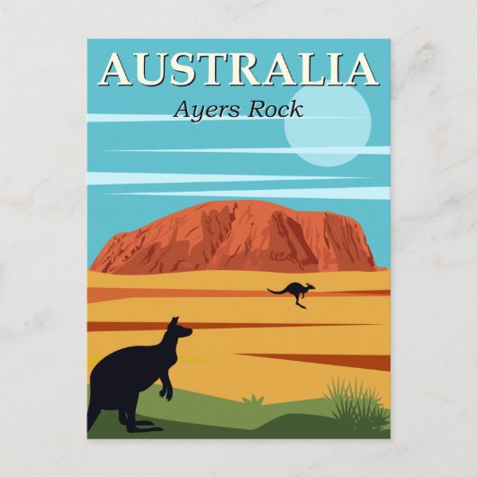  Ayers Rock Australia Kangaroos Travel Briefkaart (Voorkant)