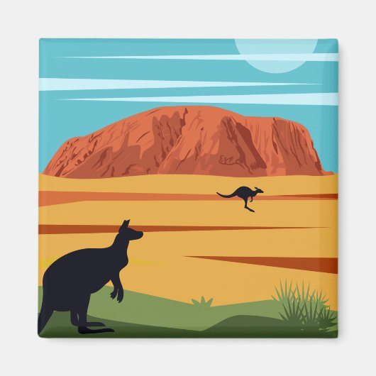 Ayers Rock Australia Kangaroos Travel Magneet (Voorkant)