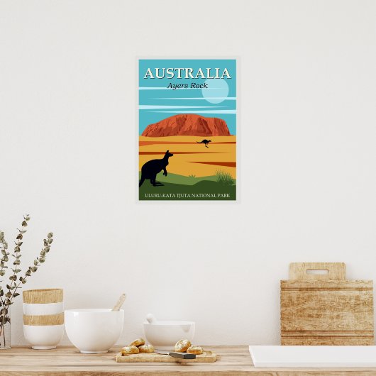  Ayers Rock Australia Kangaroos Travel Poster (Keuken)