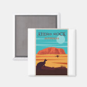 Ayers Rock Australia, Uluru Travel Poster Magneet (Voorkant / Achterkant)