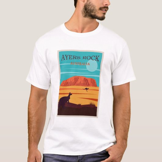 Ayers Rock Australia, Uluru Travel Poster T-shirt (Voorkant)