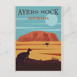 Ayers Rock Australia Vintage Travel Poster Briefkaart