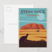Ayers Rock Australia Vintage Travel Poster Briefkaart (Voorkant / Achterkant)