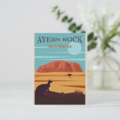 Ayers Rock Australia Vintage Travel Poster Briefkaart (Staand voorkant)