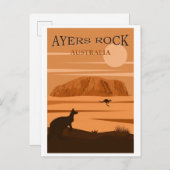 Ayers Rock Australia Vintage Travel Poster Briefkaart (Voorkant / Achterkant)