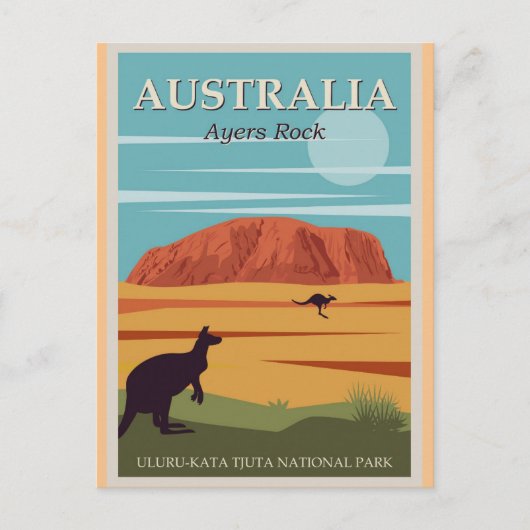 Ayers Rock Australia Vintage Travel Poster Briefkaart (Voorkant)