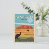 Ayers Rock Australia Vintage Travel Poster Briefkaart (Staand voorkant)