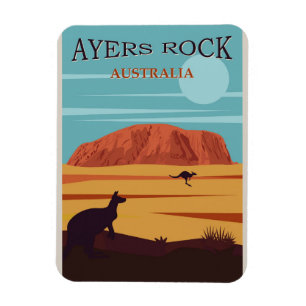 Ayers Rock Australia Vintage Travel Poster Magneet