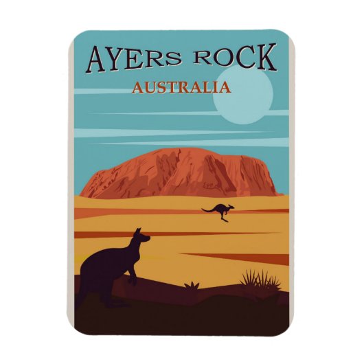 Ayers Rock Australia Vintage Travel Poster Magneet (Verticaal)