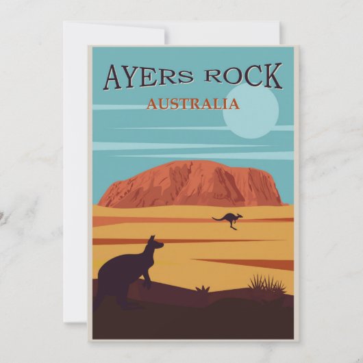 Ayers Rock Australië Vintage Reis Plat Kaart (Voorkant)