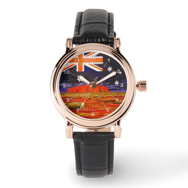 Ayers rock Australische vlag Horloge (Voorkant)