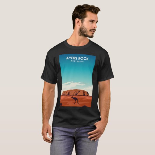 Ayers Rock Uluru Australië Reisposter T-shirt (Voorkant volledig)