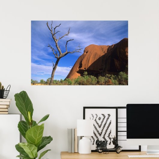 Ayers Rock Uluru in de Outback Australia Poster (Thuiskantoor)