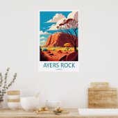 Ayers Rock Vintage Reisposter Ski Nationaal Park Poster (Keuken)