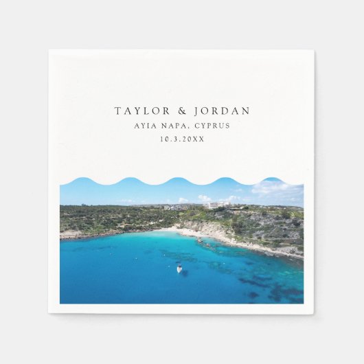 Ayia Napa Bruiloft Cyprus Custom Cocktail servet (Voorkant)