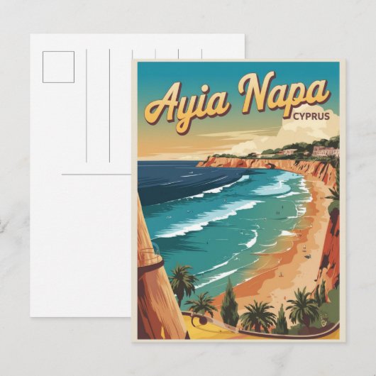 Ayia Napa Cyprus, wit strand Mediterrane geschenke Briefkaart (Voorkant / Achterkant)
