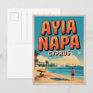 Ayia Napa Cyprus, witte strand Middellandse Zee ca Briefkaart