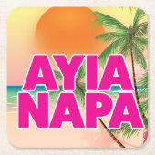 Ayia Napa Holiday poster Kartonnen Onderzetters (Voorkant)