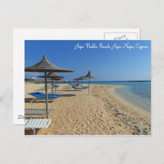 Ayia Thekla strand Briefkaart (Voorkant / Achterkant)