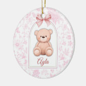 Ayla | Aangepaste Roze Teddybeer Nursery Design Keramisch Ornament (Links)