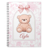 Ayla | Aangepaste Roze Teddybeer Nursery Design Notitieboek (Voorkant)