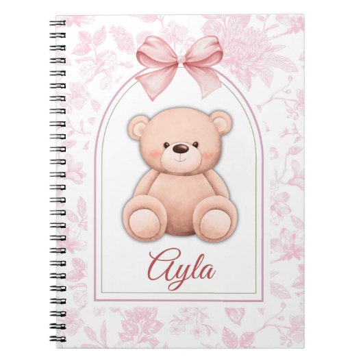 Ayla | Aangepaste Roze Teddybeer Nursery Design Notitieboek (Voorkant)