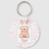 Ayla | Aangepaste Roze Teddybeer Nursery Design Sleutelhanger (Voorkant)