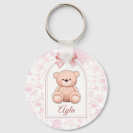 Ayla | Aangepaste Roze Teddybeer Nursery Design Sleutelhanger