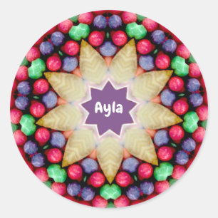 AYLA ~ Gepersonaliseerd paaspatroon Snoep ~ Ronde Sticker