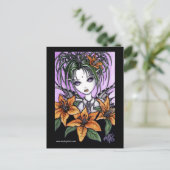 "Ayla" Gothic Tiger Lilly Fairy Briefkaart (Staand voorkant)