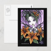 "Ayla" Gothic Tiger Lilly Fairy Briefkaart (Voorkant / Achterkant)