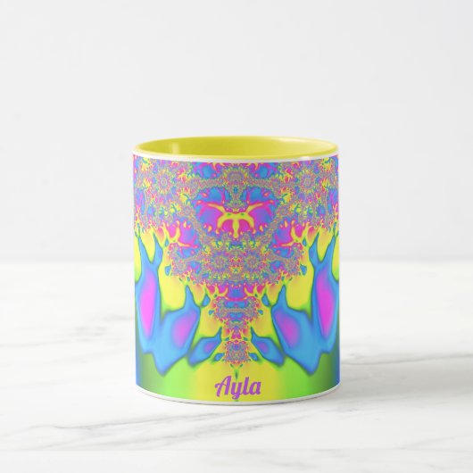 AYLA ~ Zany 3D Fractal ~  Mulitkleurig Mok (Midden)