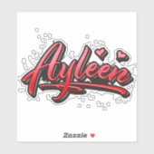 Ayleen red Heart Graffiti Aufkleber Sticker (Vel)