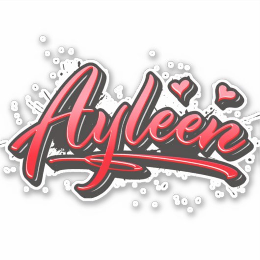 Ayleen red Heart Graffiti Aufkleber Sticker (Voorkant)