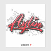 Aylin red Heart Graffiti Aufkleber Sticker (Vel)