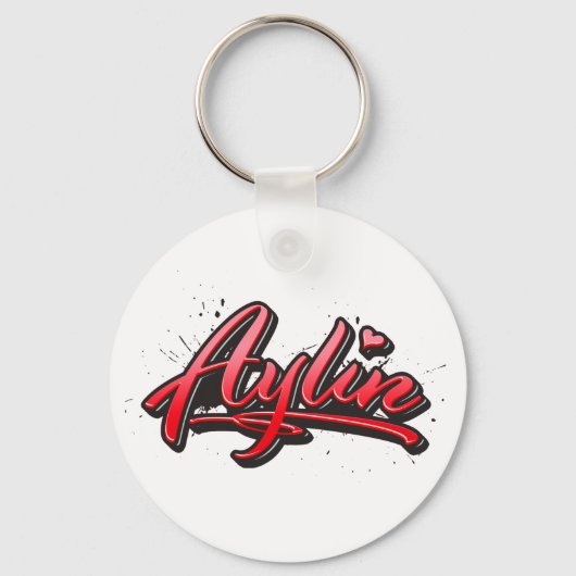 Aylin red Heart Graffiti Schlüsselanhänger Sleutelhanger (Voorkant)