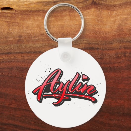 Aylin red Heart Graffiti Schlüsselanhänger Sleutelhanger (Voorkant)