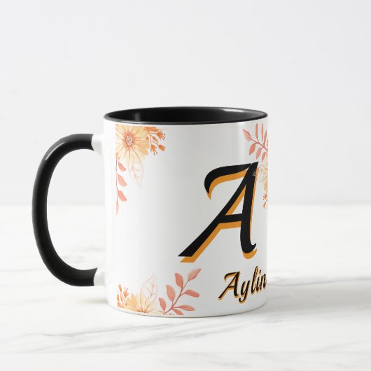 Ayline naam – Elegant Letter A Coffee Cup Mok (Links)