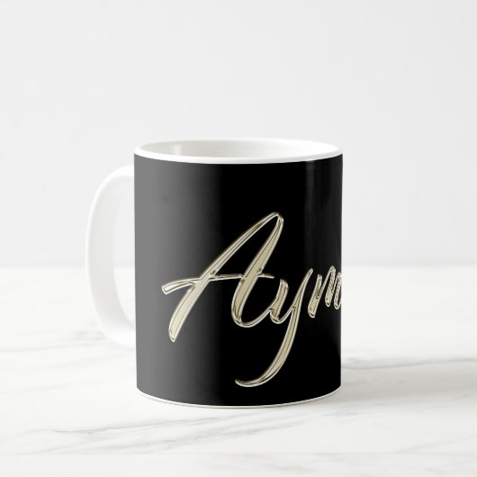 Ayman Name whitegold Tasse Teetasse Kaffeetasse Koffiemok (Voorkant links)