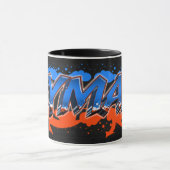 Ayman Vorname Name Graffiti blue orange Tasse Mok (Midden)