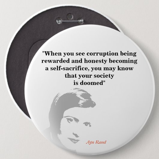 Ayn Rand citeert over jouw gedomineerde samenlevin Ronde Button 6,0 Cm (Voorkant /achterkant)