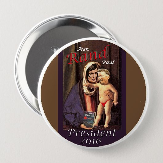 Ayn Rand Paul Ronde Button 4,0 Cm (Voorkant /achterkant)