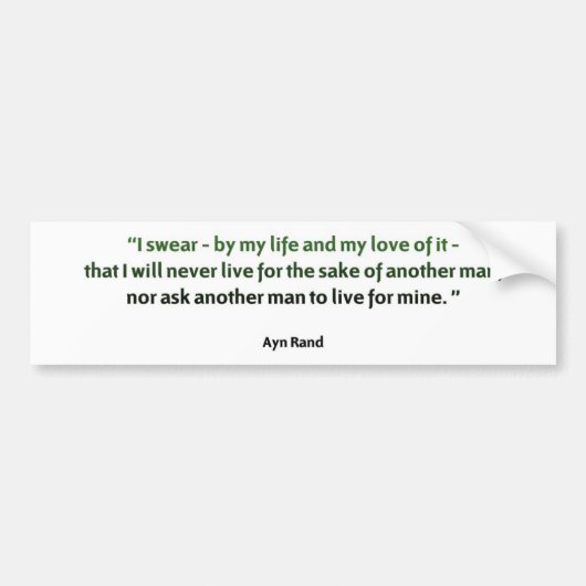 Ayn Rand Quote Bumpersticker (Voorkant)