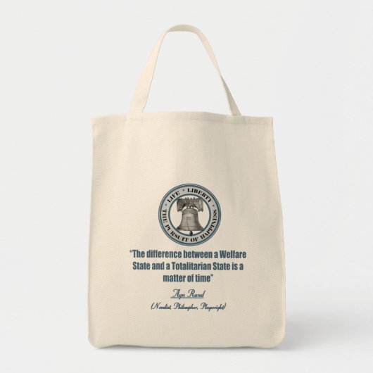 Ayn Rand Quote over Welzijn Tote Bag (Voorkant)