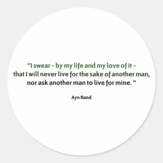Ayn Rand Quote Ronde Sticker (Voorkant)