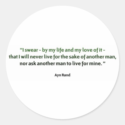 Ayn Rand Quote Ronde Sticker (Voorkant)