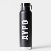 AYPO Waterfles Zwart met Witte Logo (Voorkant)